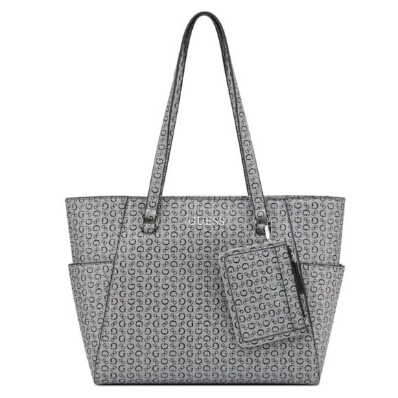 Guess Monogram Gray Tote Handbag